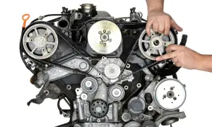 Mechanik sprawdza stan paska rozrządu w silniku 1.9 TDI. Dowiedz się, jaki jest wymiana rozrządu 1.9 tdi koszt.