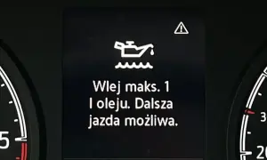 Kontrolka oleju z falą informuje: "Wlej maks. 1 l oleju. Dalsza jazda możliwa.