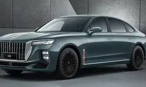 Elegancki, ciemnozielony Hongqi H9 z chromowanymi detalami i czarnymi felgami. Sprawdź, jaka jest hongqi h9 cena.