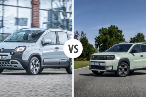 Dwa modele Fiata Panda: klasyczny i nowy, futurystyczny. Porównanie dwóch generacji, od miejskiego auta po coś na kształt fiat panda grande.