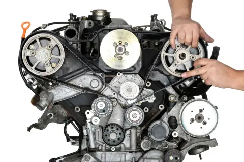 Mechanik sprawdza stan paska rozrządu w silniku 1.9 TDI. Dowiedz się, jaki jest wymiana rozrządu 1.9 tdi koszt.