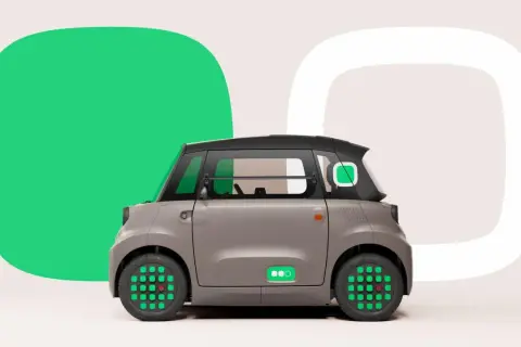 Szary Citroen Ami z zielonymi akcentami, idealny do miasta. Sprawdź, jaka jest jego atrakcyjna citroen ami cena!