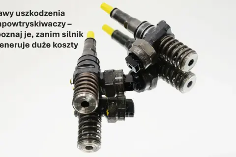 Trzy pompowtryskiwacze na białym tle. Rozpoznaj objawy uszkodzenia pompowtryskiwaczy, zanim silnik wygeneruje duże koszty.