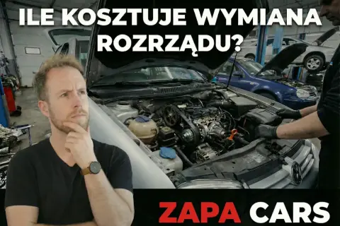 Zastanawiasz się nad wymianą rozrządu? Cena tej usługi w ZAPA CARS jest przystępna. Mechanik pracuje przy silniku.