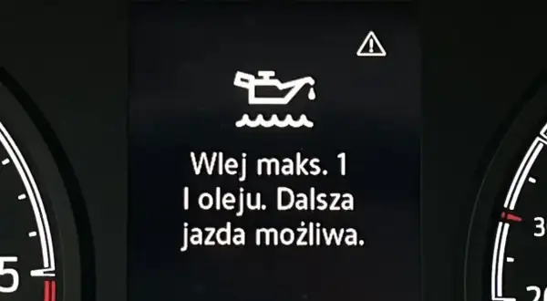 Kontrolka oleju z falą informuje: "Wlej maks. 1 l oleju. Dalsza jazda możliwa.