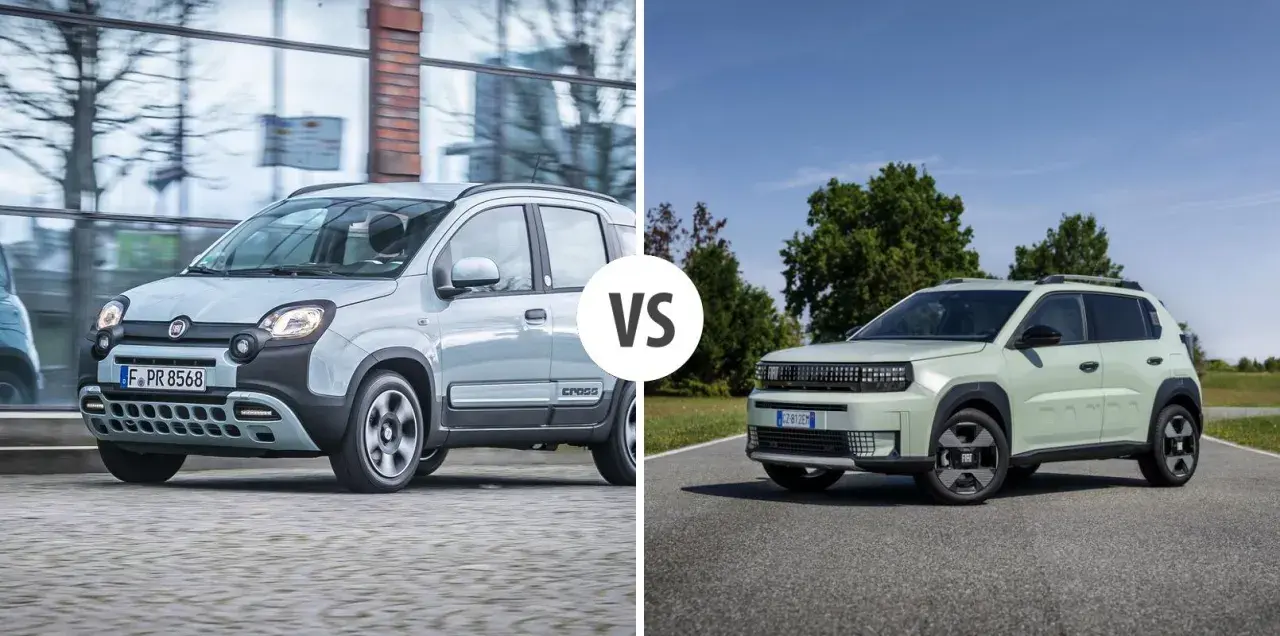 Dwa modele Fiata Panda: klasyczny i nowy, futurystyczny. Porównanie dwóch generacji, od miejskiego auta po coś na kształt fiat panda grande.