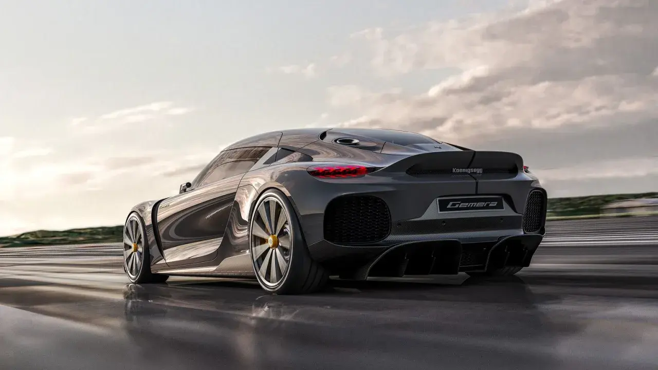 Szary Koenigsegg Gemera na drodze. Zastanawiasz się nad Koenigsegg Gemera cena?