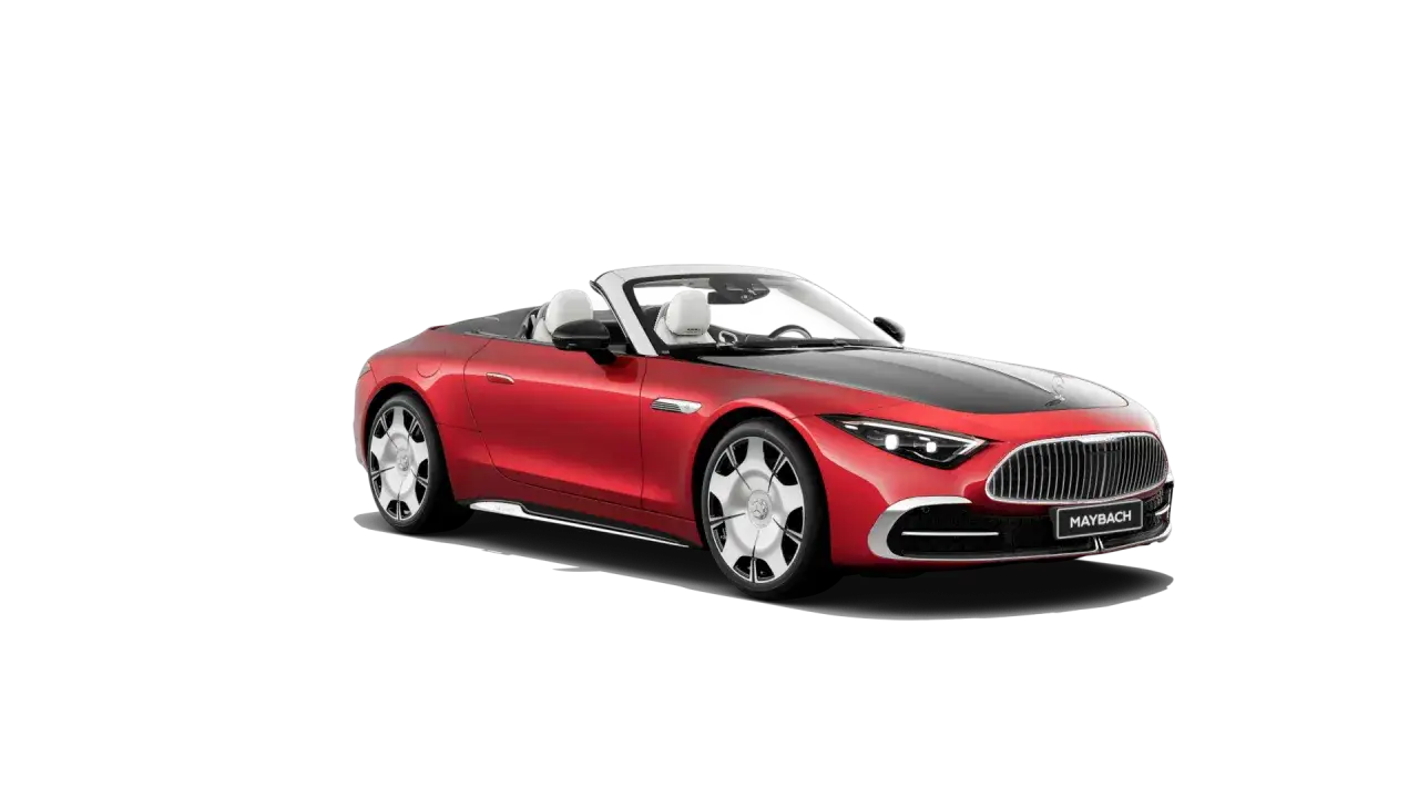 Czerwony kabriolet Maybach z białym wnętrzem. Sprawdź, jaka jest aktualna maybach cena tego luksusowego auta.