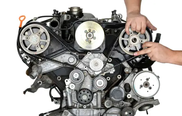 Mechanik sprawdza stan paska rozrządu w silniku 1.9 TDI. Dowiedz się, jaki jest wymiana rozrządu 1.9 tdi koszt.
